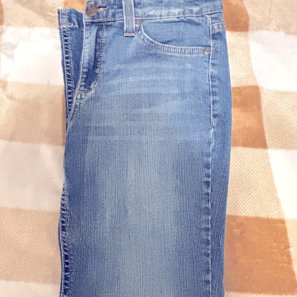 nine west dark wash flared mid rise jeans